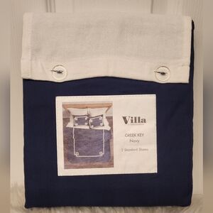 Villa x Noble Excellence Greek key standard shams set in Navy/white